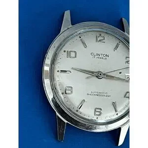 Clinton | Accessories | Vintage 96s Clinton 17 Jewels Date Silver Tone ...